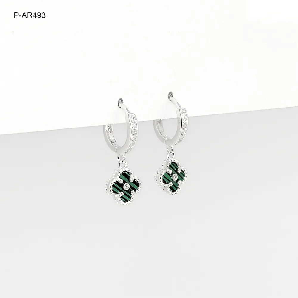 *ARETE PLATA LEY 925 VAN CLEEF VERDE