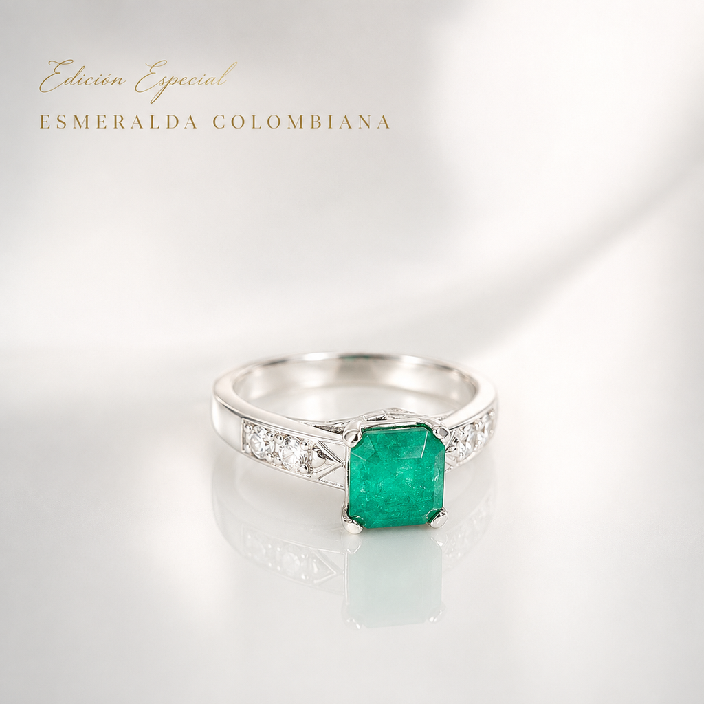 Anillo edición especial esmeralda autentica plata 925 - talla 8