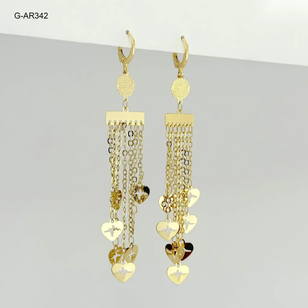Aretes en goldfilled sistema gancho largo corazones