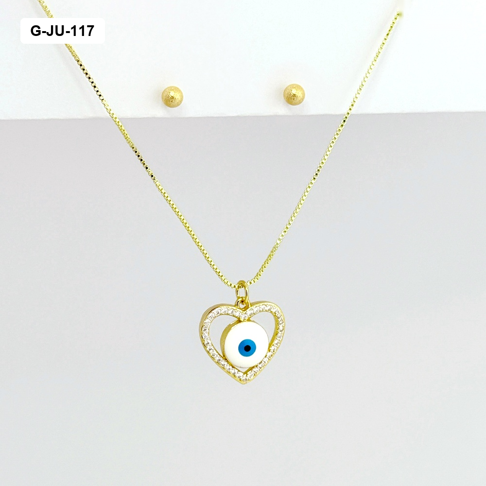 JUEGO EN RODINADO GOLD CORAZÓN OJITO