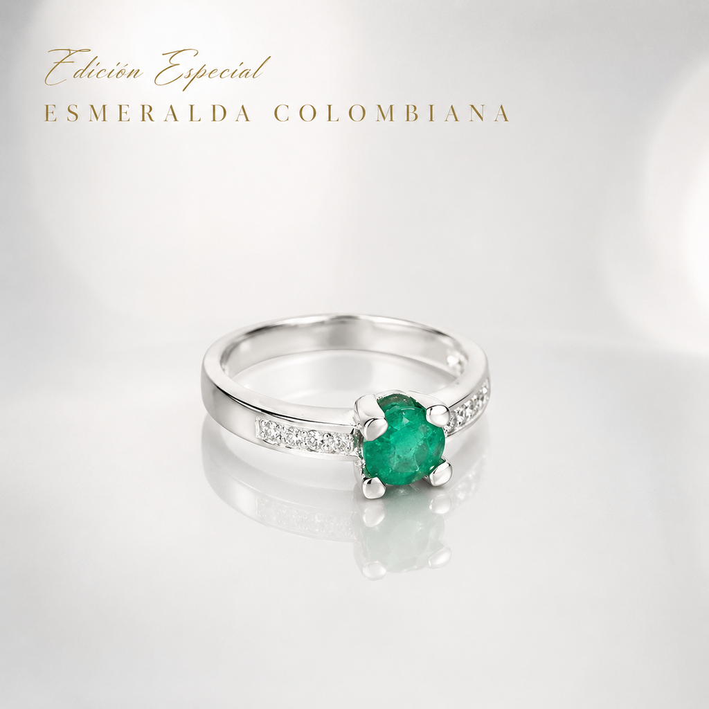 Anillo edición especial esmeralda autentica plata 925 modelo 3 - talla 8