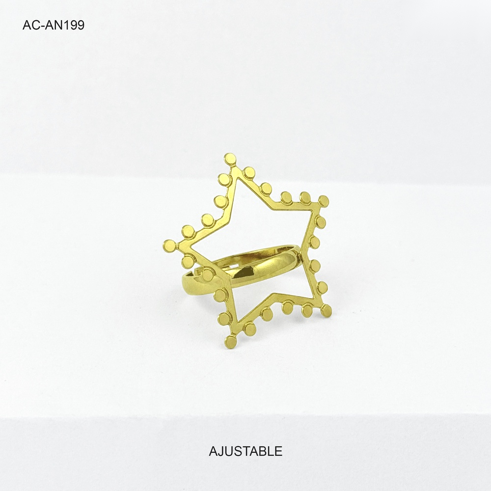 *ANILLO EN ACERO GOLD ESTRELLA AJUSTABLE
