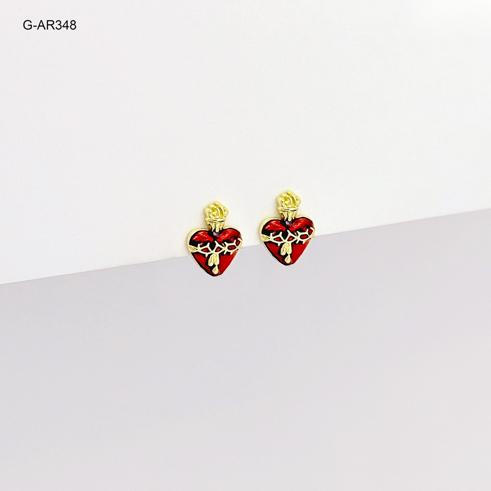 Arete en rodinado gold sagrado corazón