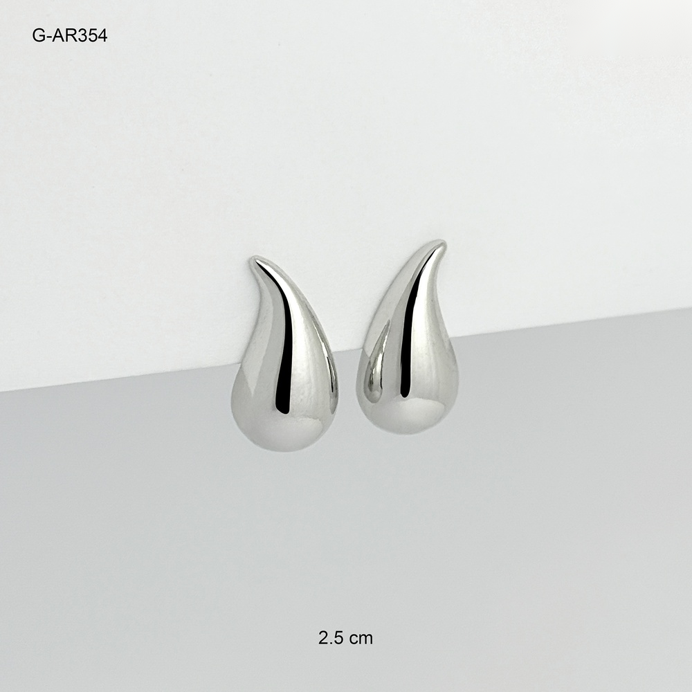 *ARETE EN RODINADO GOTA SILVER 2.5 CM