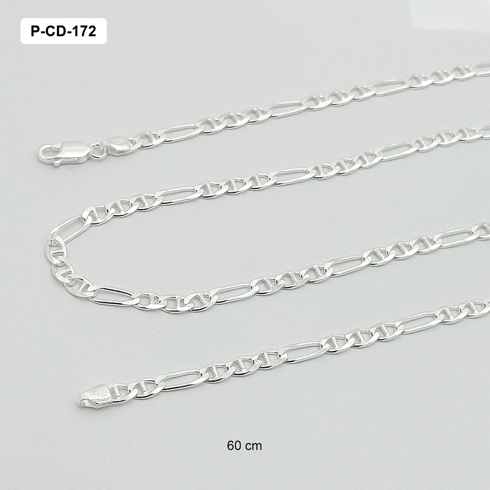 *CADENA PLATA LEY 925 TEJIDO CARTIER 7 ESCALERA 4mm X 60cm