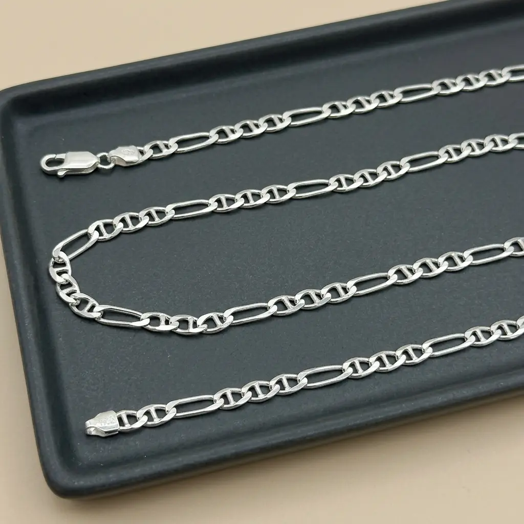 Cadena plata ley 925 tejido cartier 7 escalera 4mm x 60cm