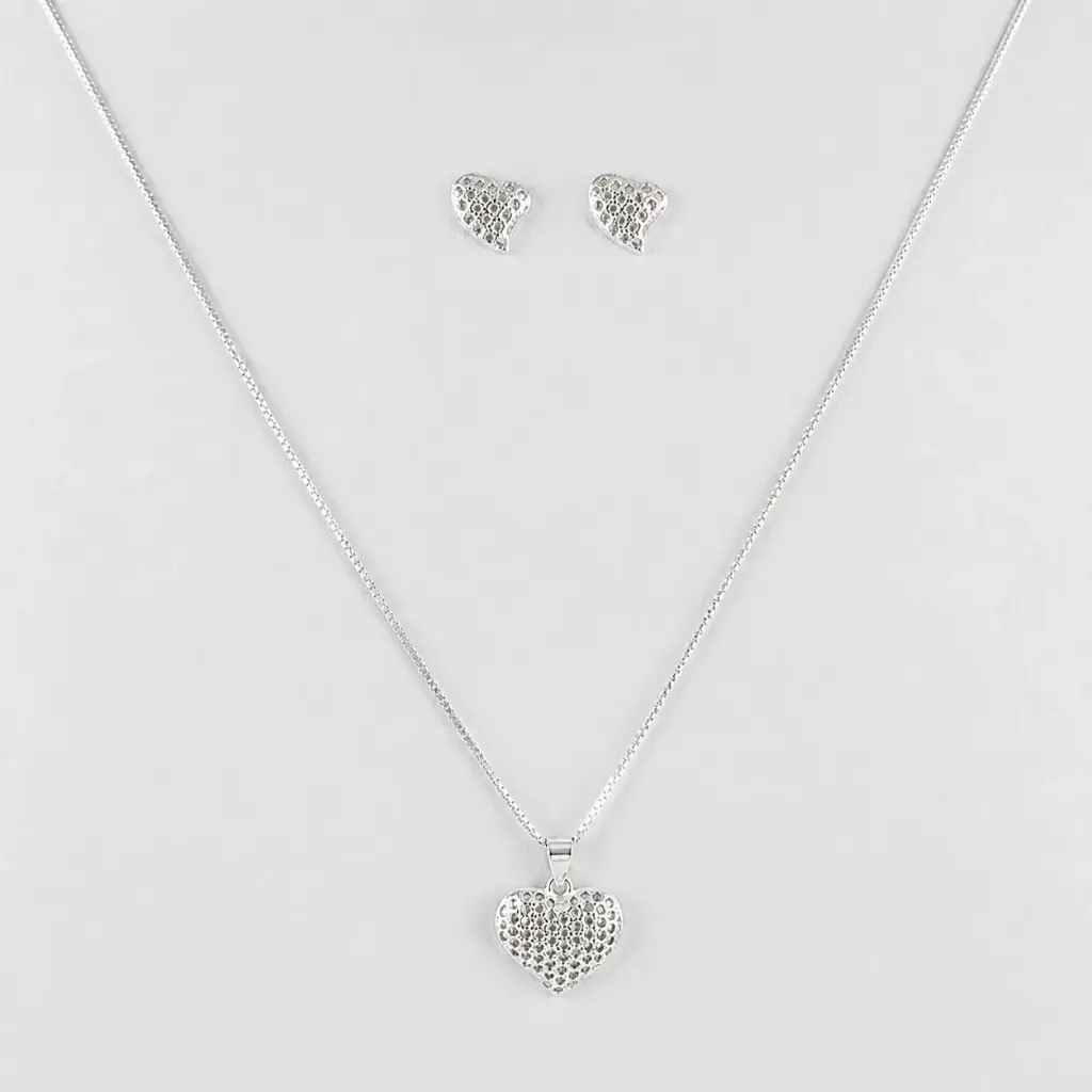 Juego en Plata ley 925 Corazón microcircones blancos