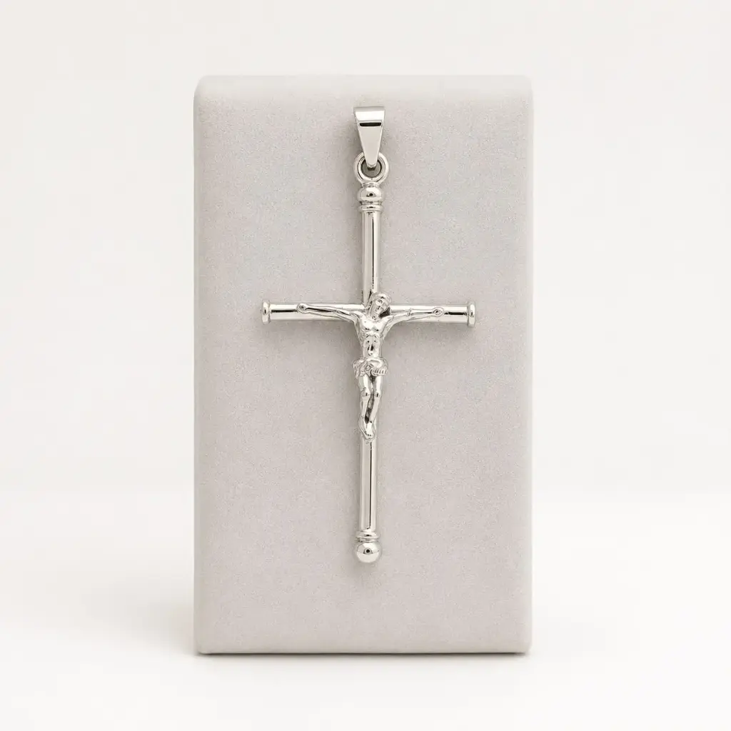 Dije en plata ley 925 cruz cristo 5cm