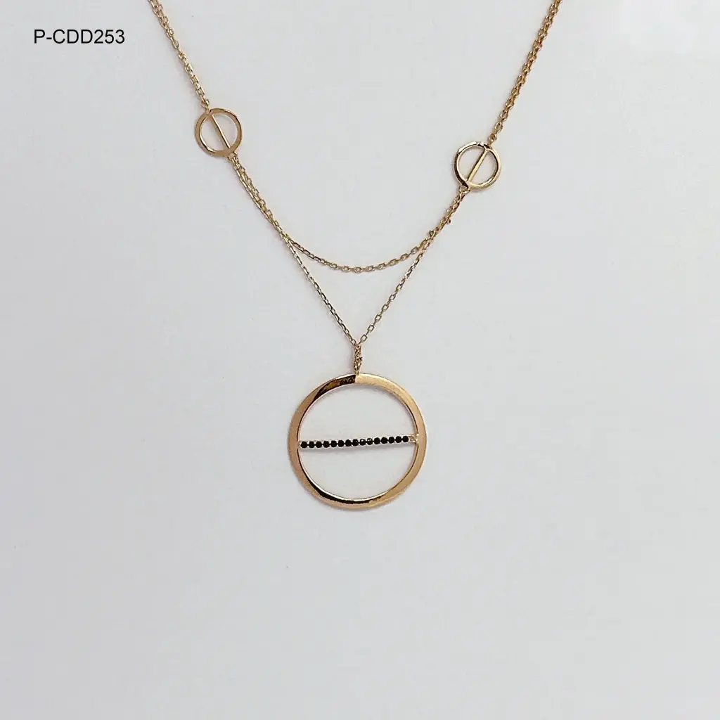 *P-CDD-253 COLLAR EN PLATA LEY 925 BAÑO ORO GOLD ROSE DOBLE CÍRCULO