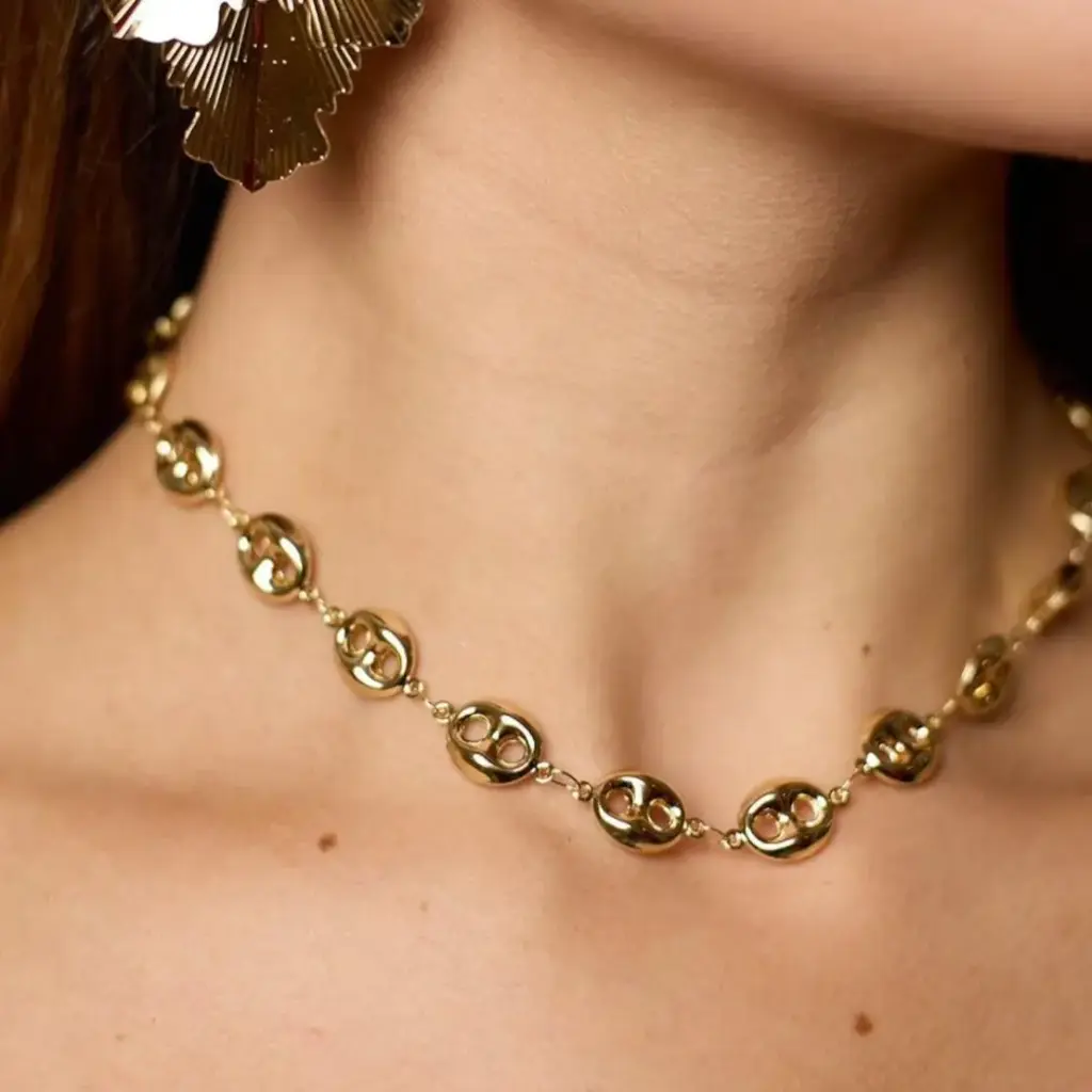 Collar en acero gold choker gucci
