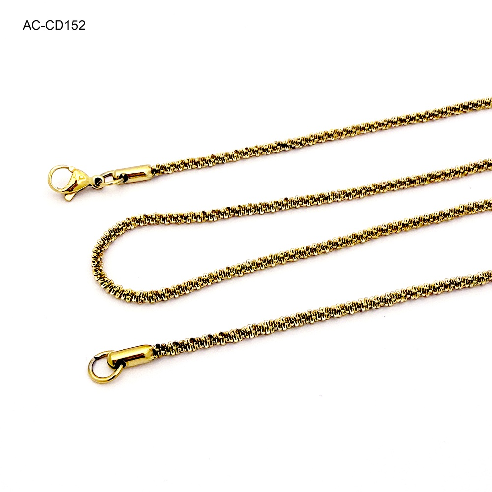 *CADENA EN ACERO GOLD TEJIDO CORDÓN DIAMANTADO 60CM