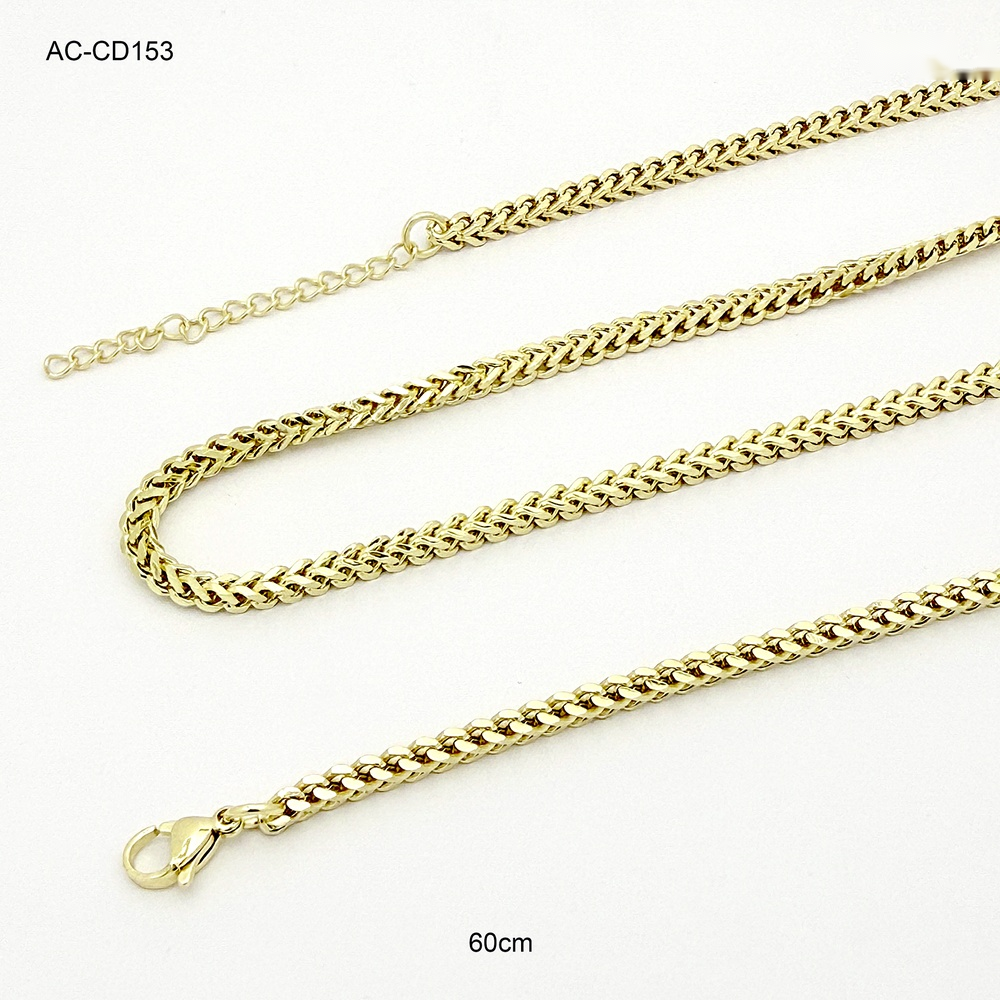 Cadena en acero gold tejido franco 60 cm