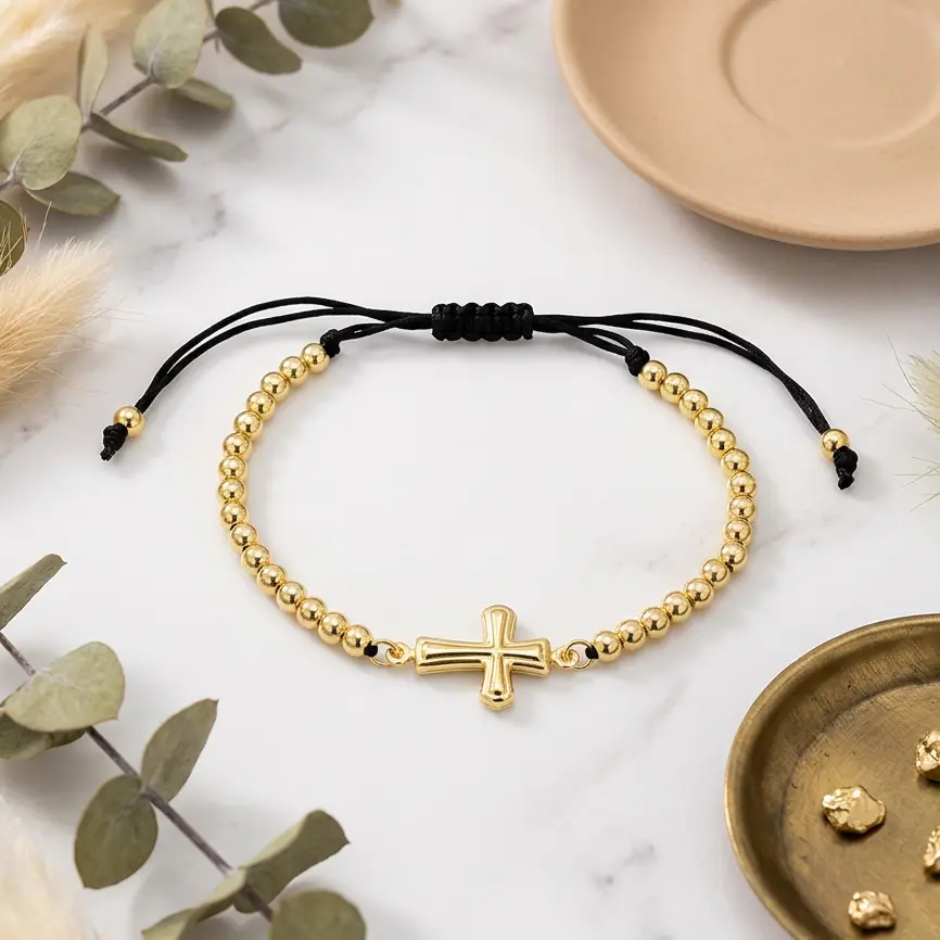 Pulsera en acero gold cordón ajustable surtida