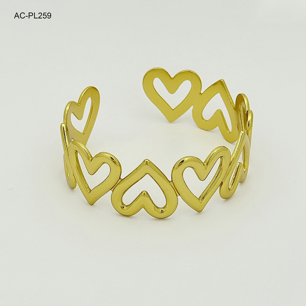 *BRAZALETE EN ACERO GOLD CORAZONES