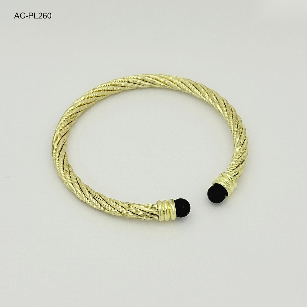 *BRAZALETE EN ACERO GOLD GUAYA BOLA NEGRA 
