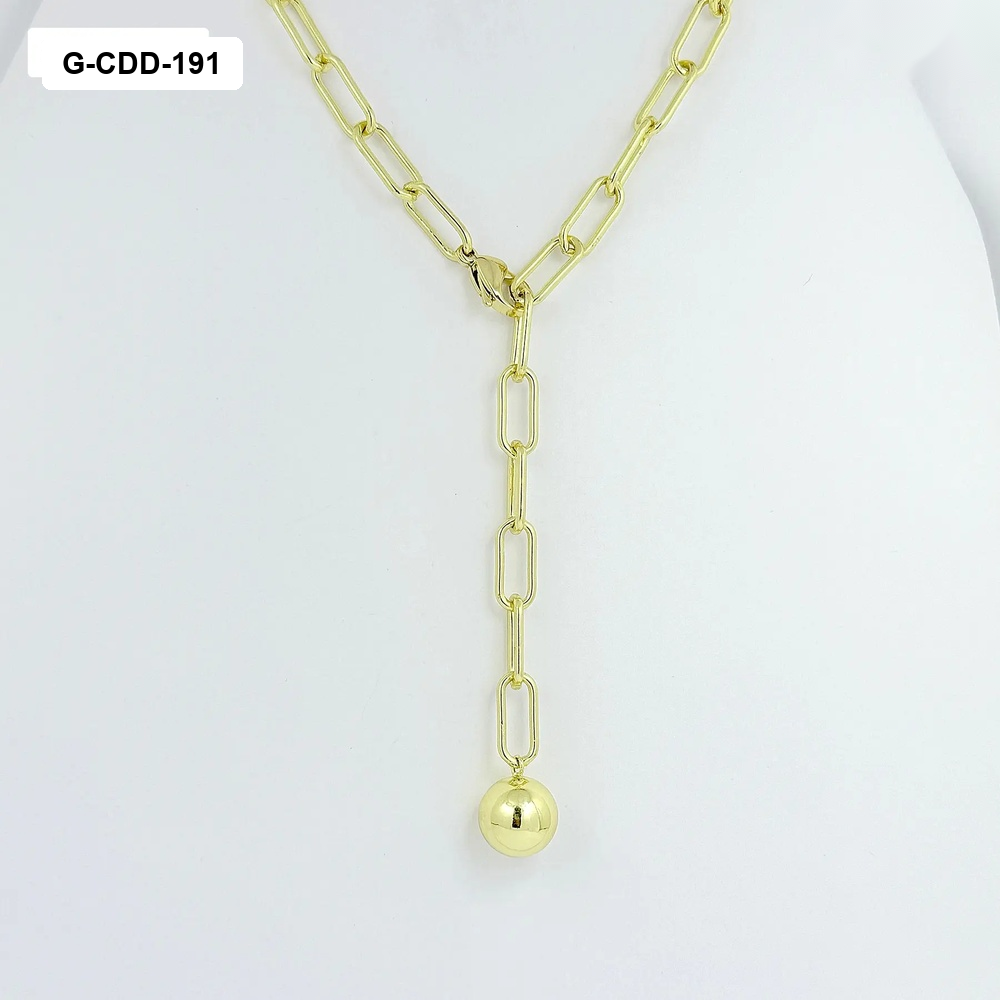 *COLLAR EN RODINADO GOLD ESLABONES BOLA