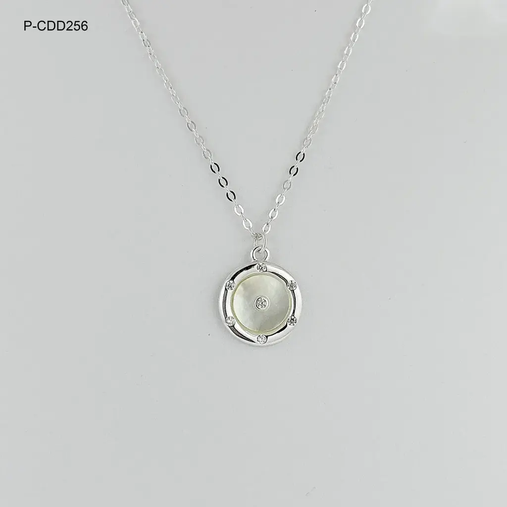 Collar en plata ley 925 círculo nácar