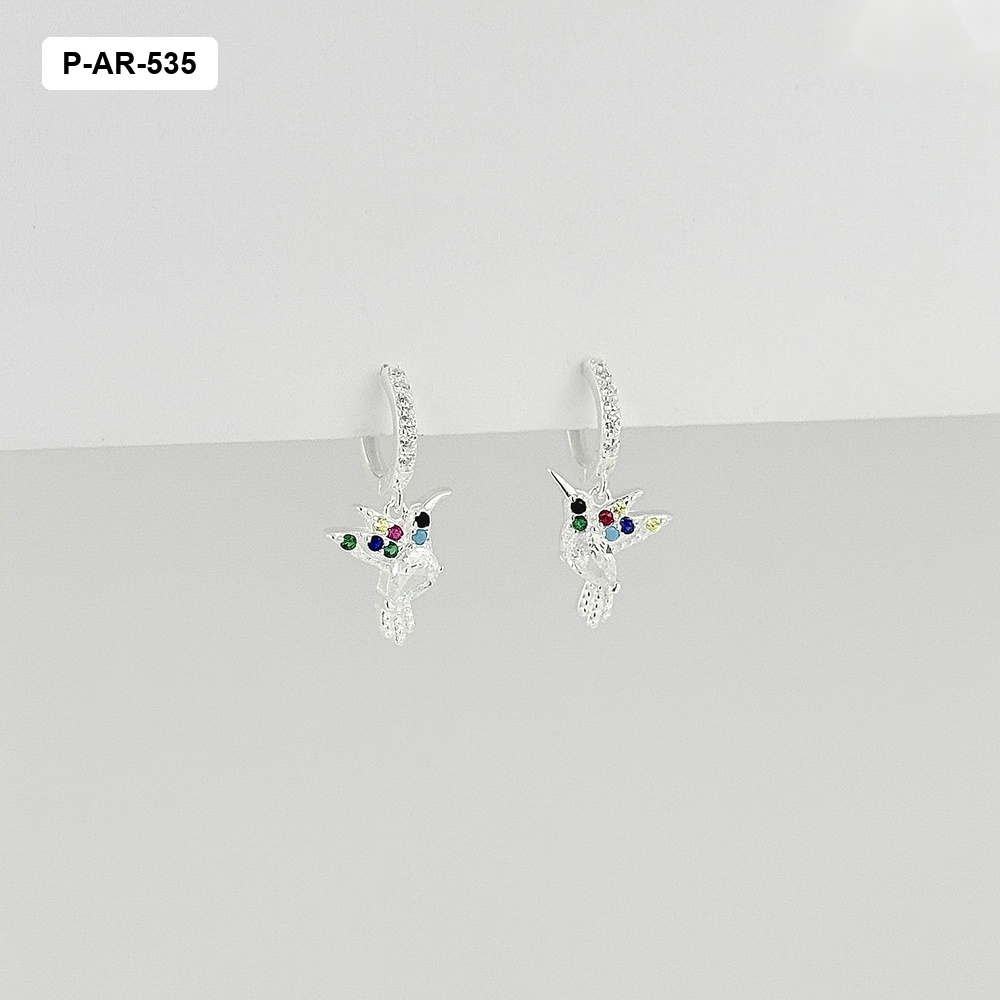 Argollas en plata ley 925 huggie dije colibrí