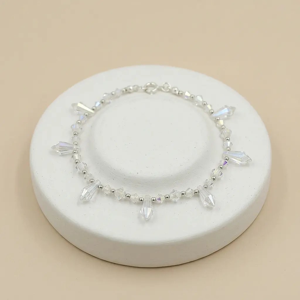 Pulsera plata ley 925 cristales blancos
