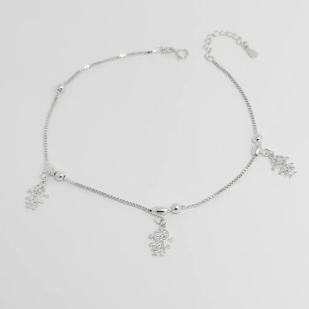Tobillera en plata ley 925 dijes niñas