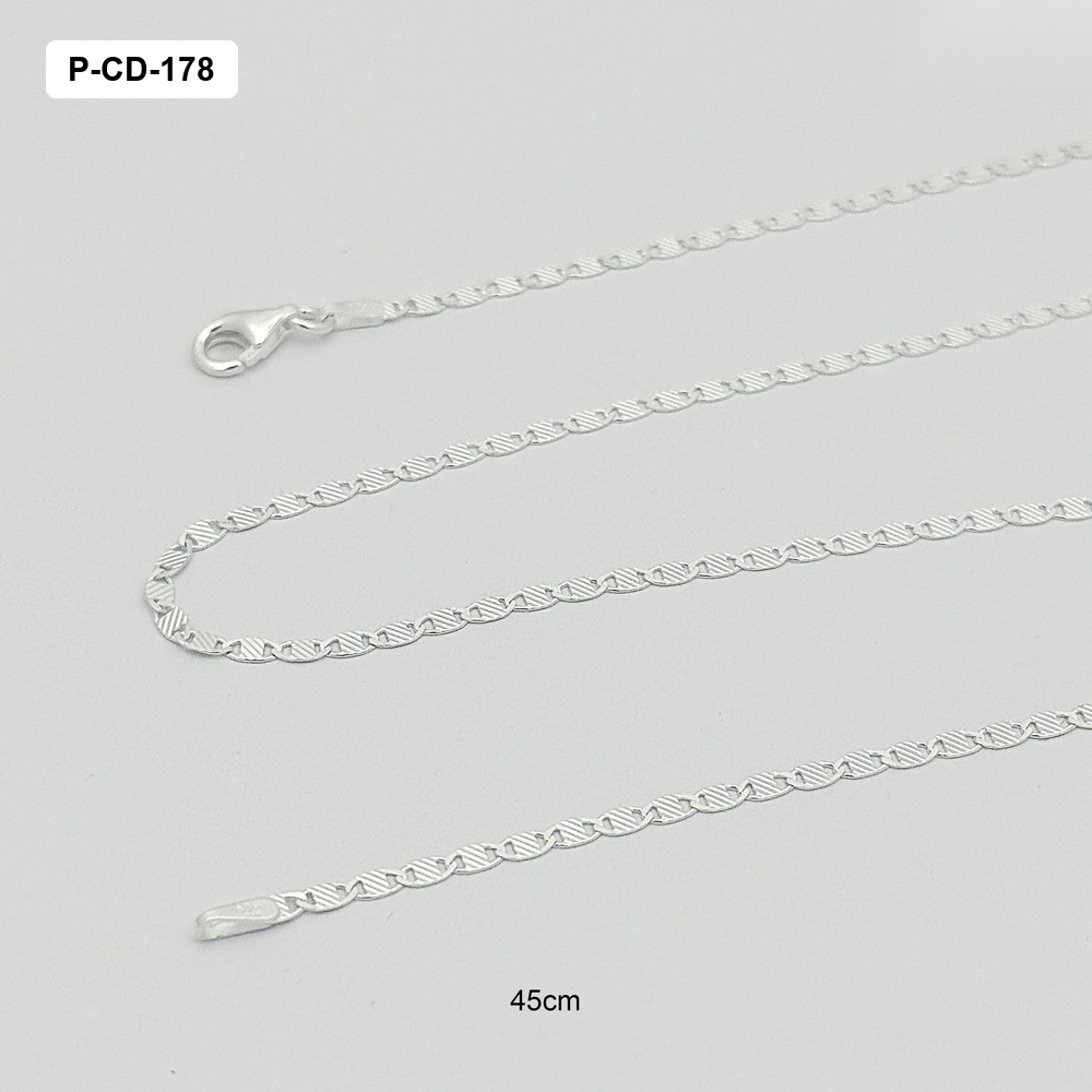 *CADENA EN PLATA LEY 925 TEJIDO PLANO DIAMANTADA 45 CM