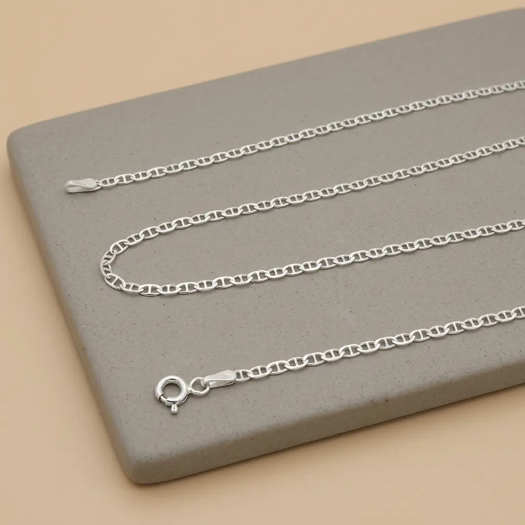 Cadena en plata ley 925 tejido marinero 60 cm