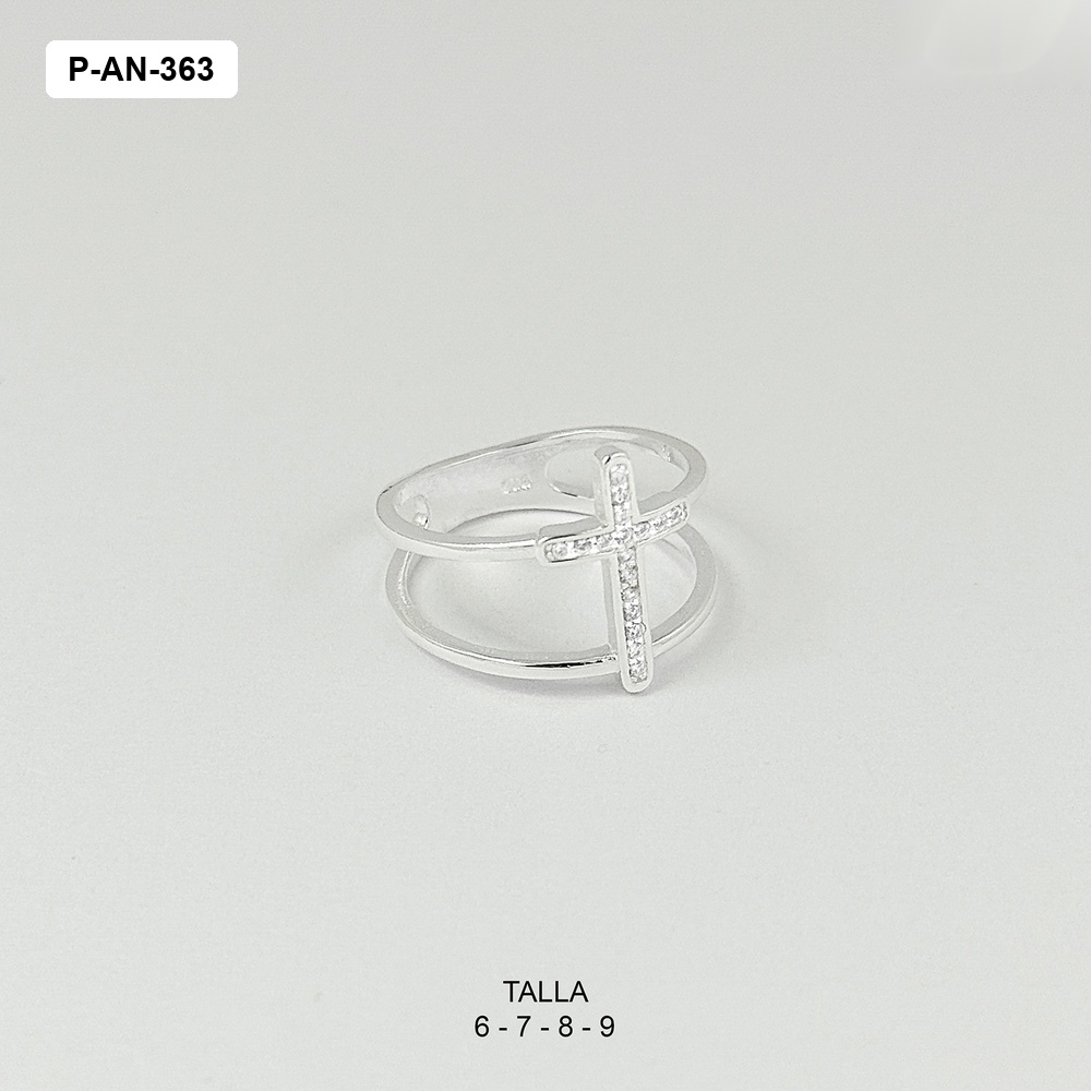 *ANILLO EN PLATA LEY 925 DOBLE CRUZ MICROCIRCONES 
