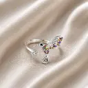 Anillo en plata ley 925 colibrí microcircones colores regulable
