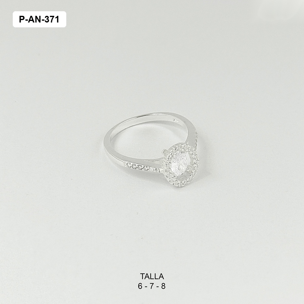 Anillo en plata ley 925 ovalo circon rojo / blanco