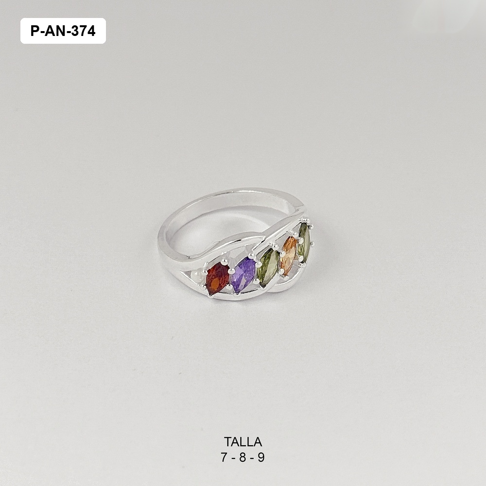 *ANILLO EN PLATA LEY 925 THAI CRISTALES OVALOS