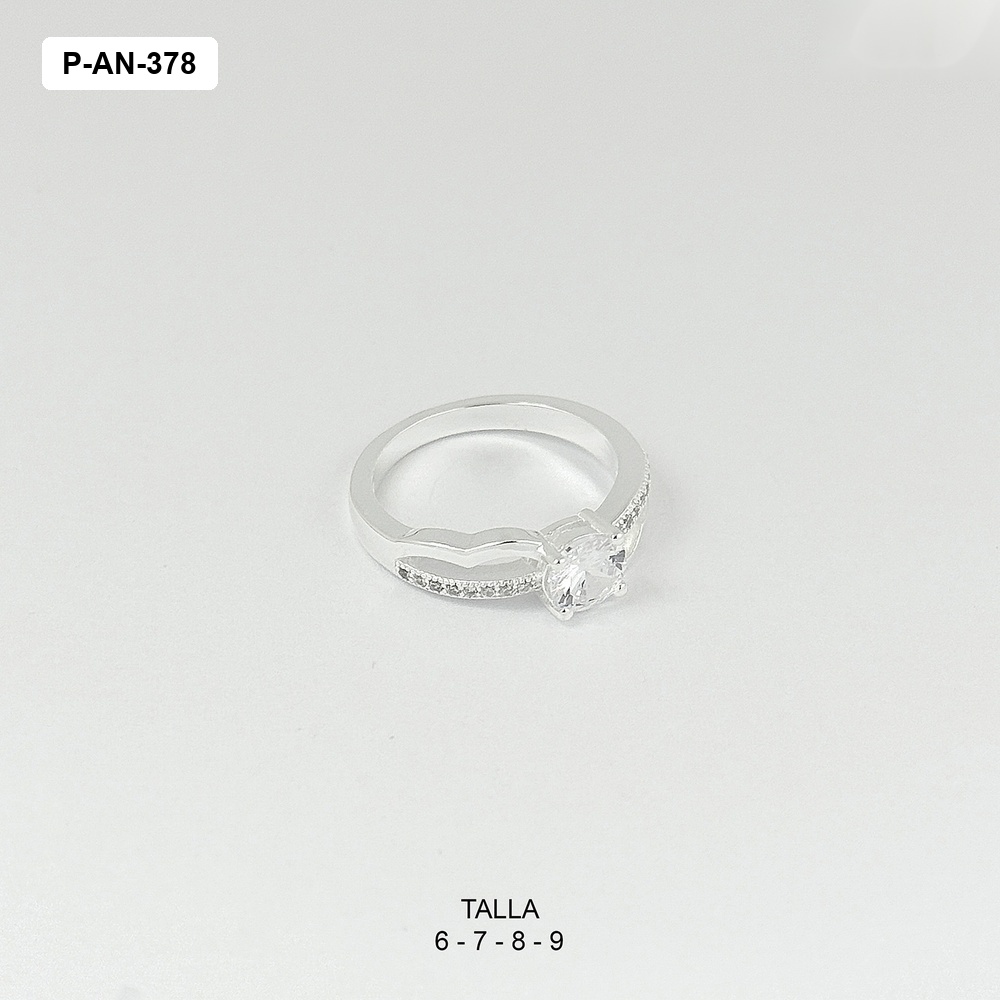 Anillo en plata ley 925 tipo solitario microcircones