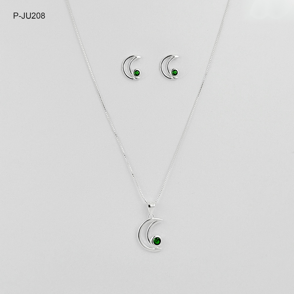 *P-JU-208 JUEGO EN PLATA LEY 925 MEDIA LUNA CIRCÓN