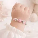 Brazalete para niña en Plata ley 925 tipo charms esmaltado rosa