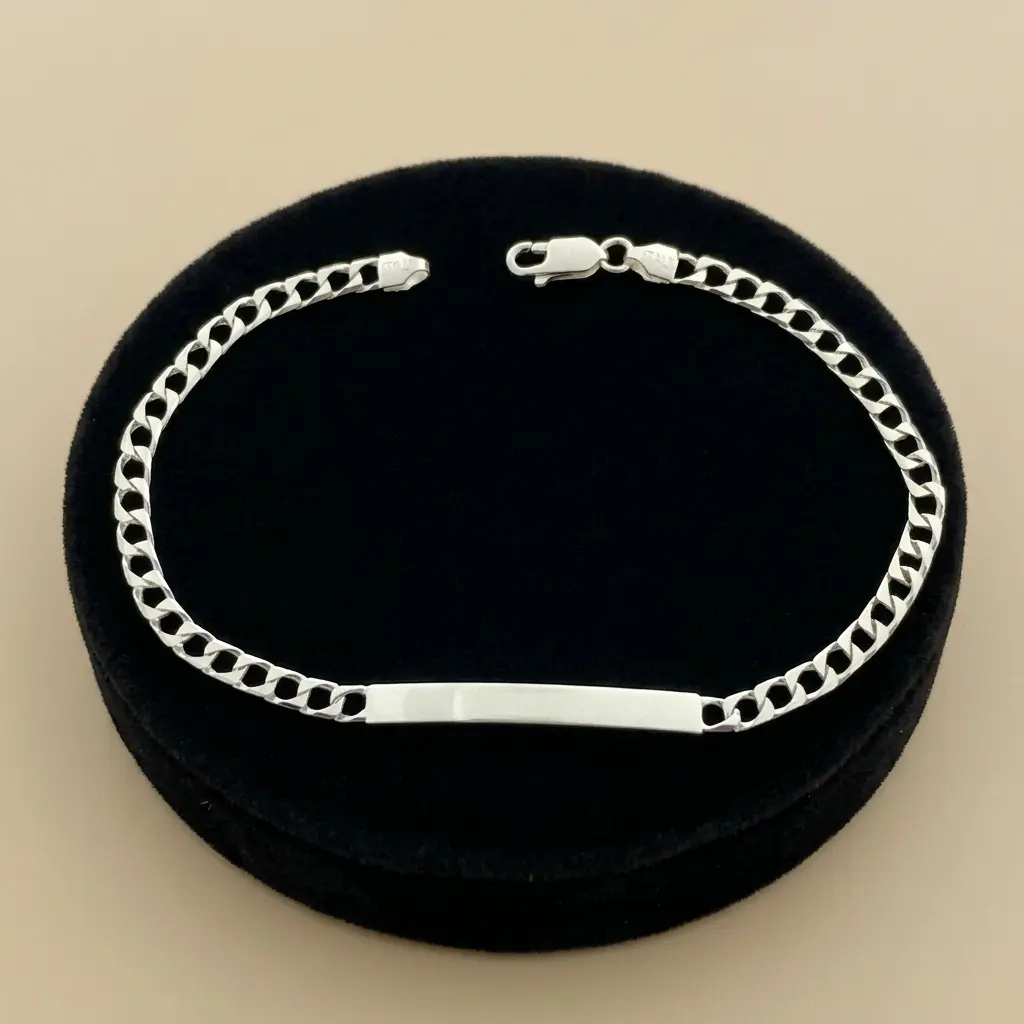 Pulsera esclava en Plata ley 925 tejido barbada cuadrada / 21 cm 