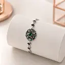 Pulsera plata quemada ley 925 circones verdes