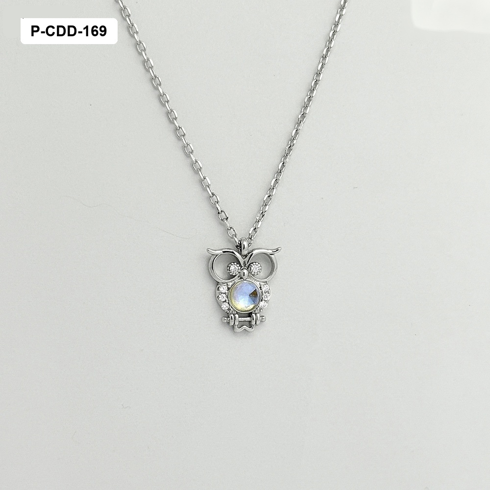 *P-CDD-169 Collar Plata 925 Baño Rodio Búho Ópalo