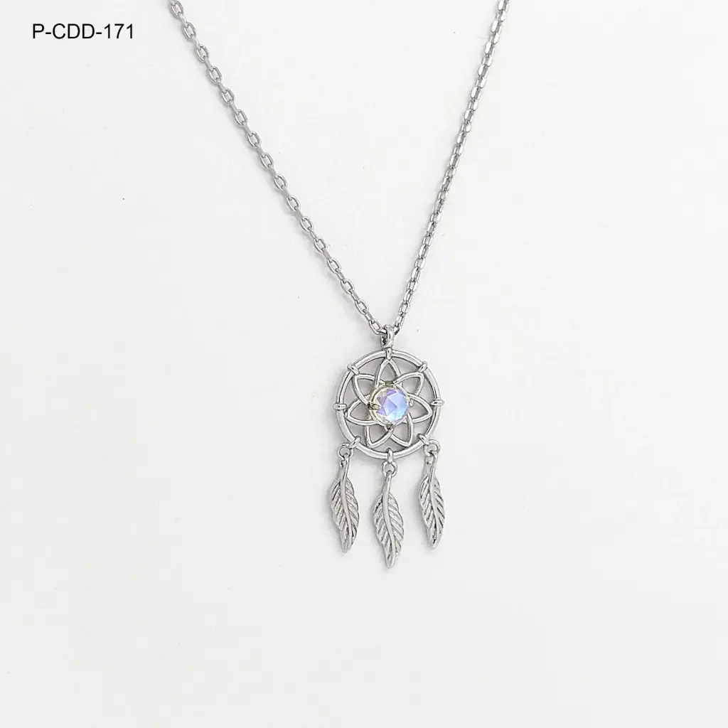 *P-CDD-171 Collar Plata 925 Baño Rodio Atrapa Sueños