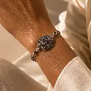 Pulsera plata quemada ley 925 marquesita ovalo circones violeta