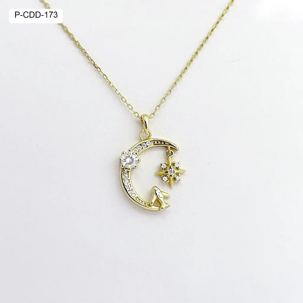 *P-CDD-173 Collar Plata 925 Baño Rodio Dorado Media Luna Circones