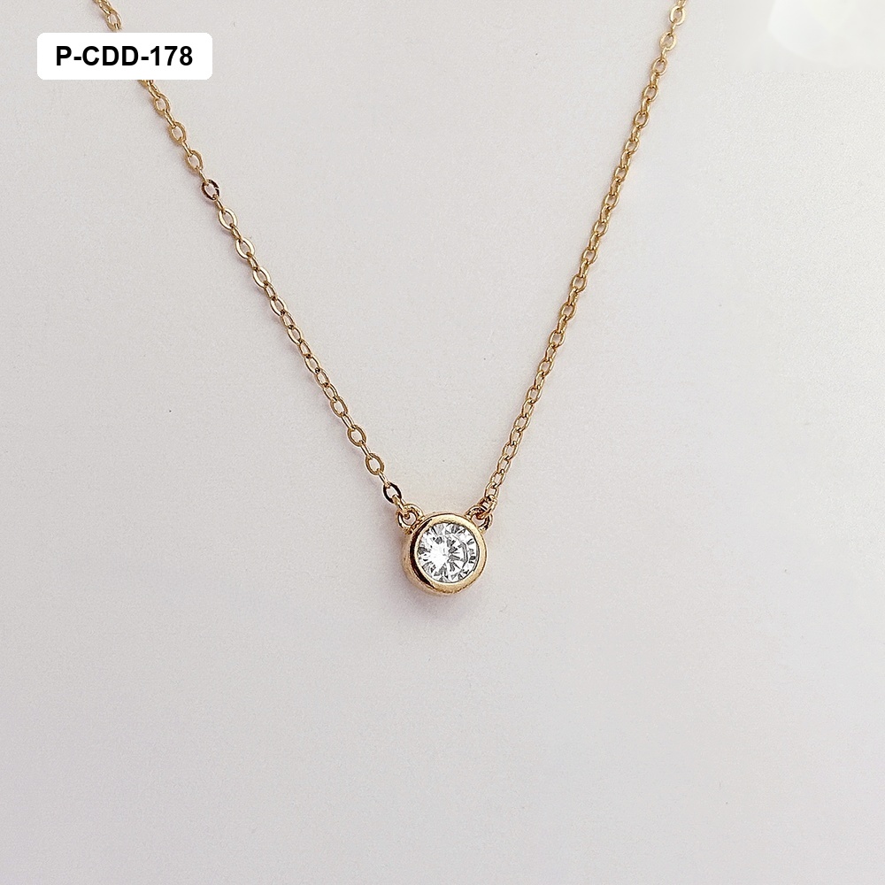 *P-CDD-178 Collar Plata 925 Baño Rodio Tono Rosa Circón Punto de Luz