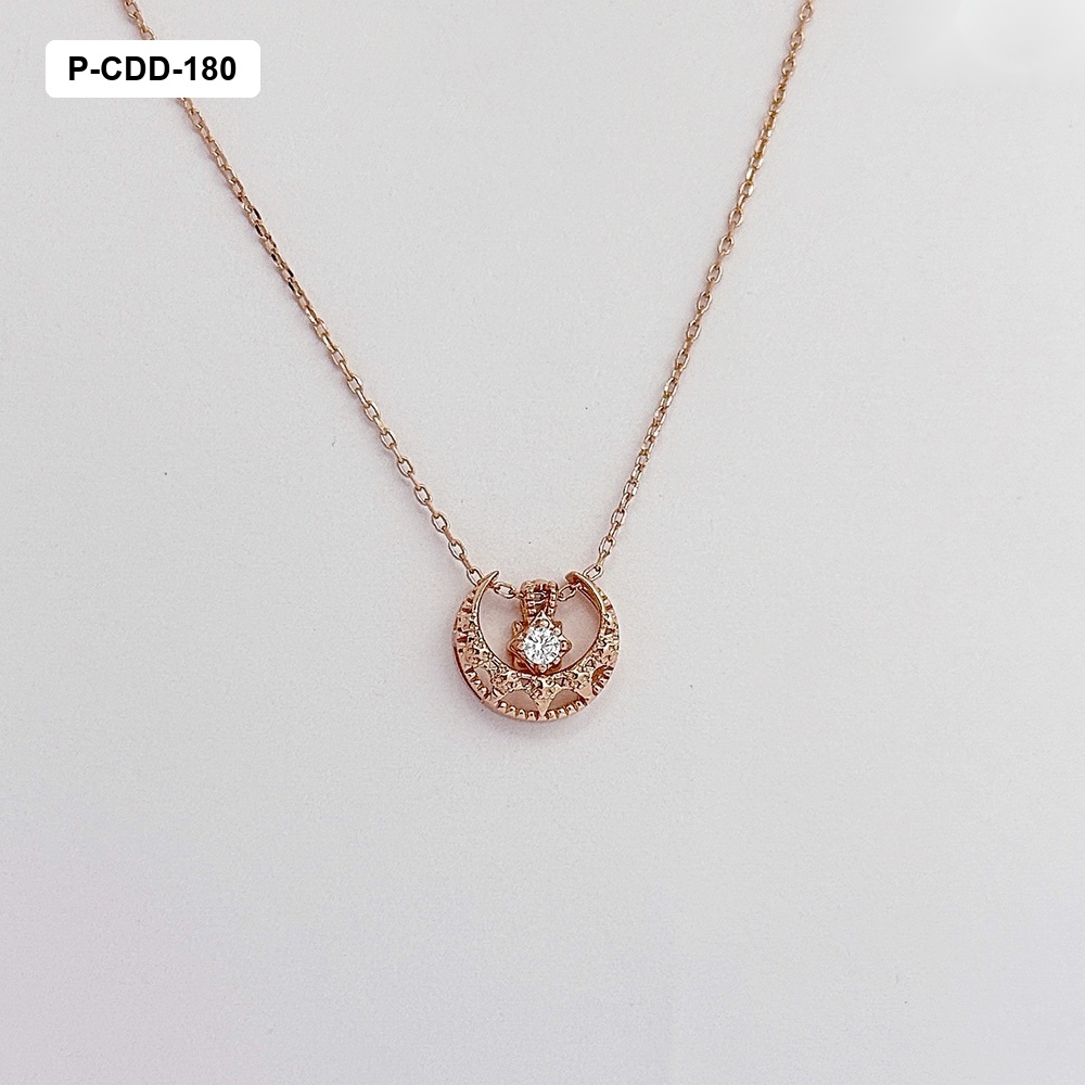 *P-CDD-180 Collar Plata 925 Baño Rodio Tono Rosa Media Luna invertida microcircones