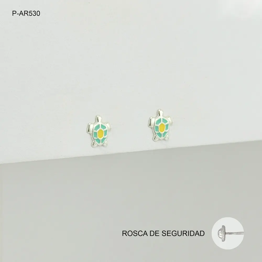Topo plata 925 tortugas esmaltadas rosca de seguridad (ortopedico)