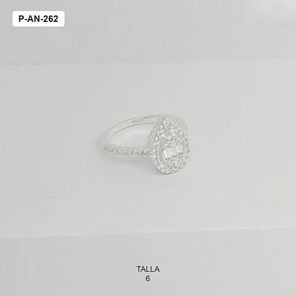 *ANILLO PLATA LEY 925 GOTA DOBLE CIRCONES BLANCOS