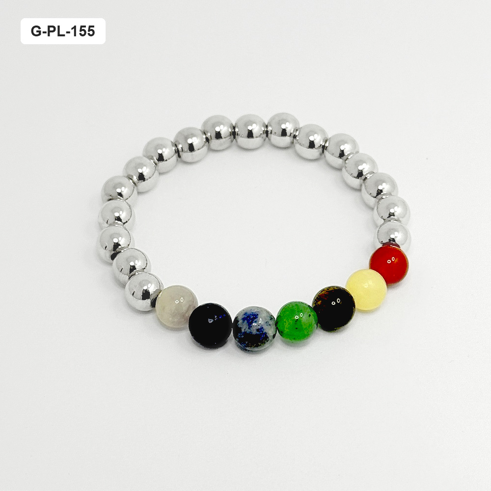 Pulsera en rodinado balin plateado siete chakras