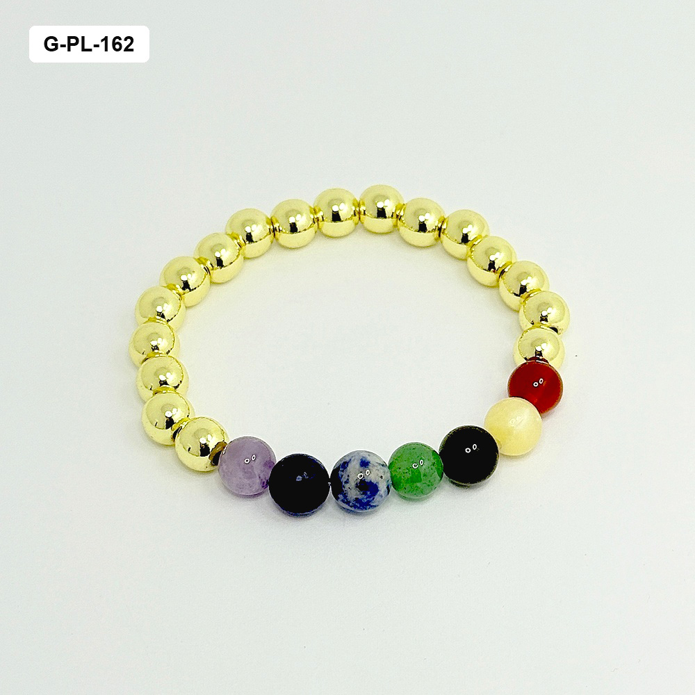 Pulsera en rodinado balin dorado siete chakras