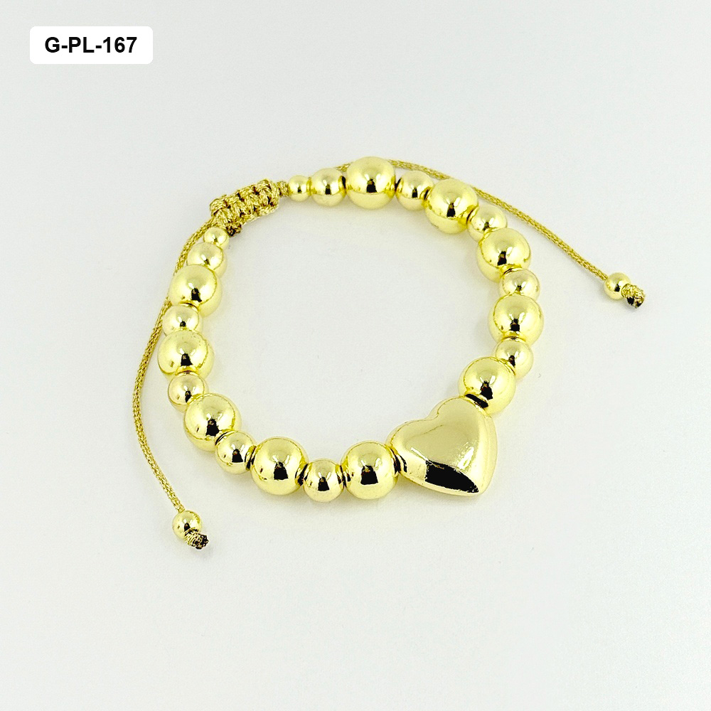 Pulsera en rodinado gold balin n8 dije corazón liso modelo 2