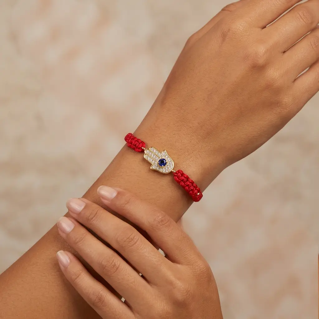 Pulsera Artesanal Hilo rojo dije manito 