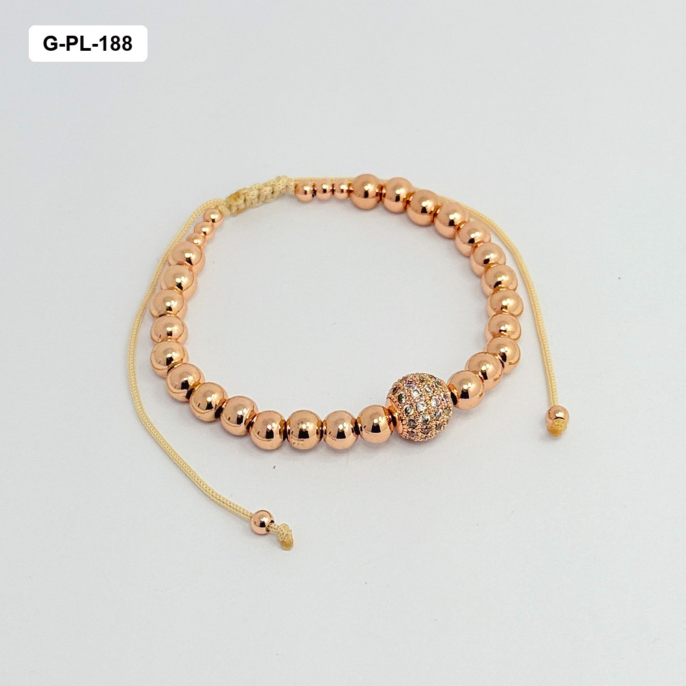 Pulsera en rodinado gold rose balin n6 dije bola microcirconia