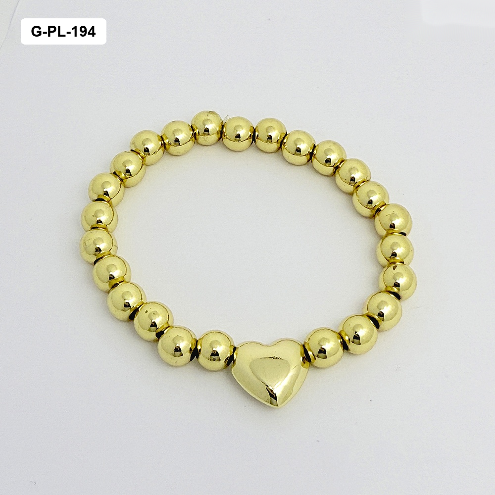 *G-PL-194 PULSERA EN RODINADO GOLD BALIN N8 DIJE CORAZÓN LISO