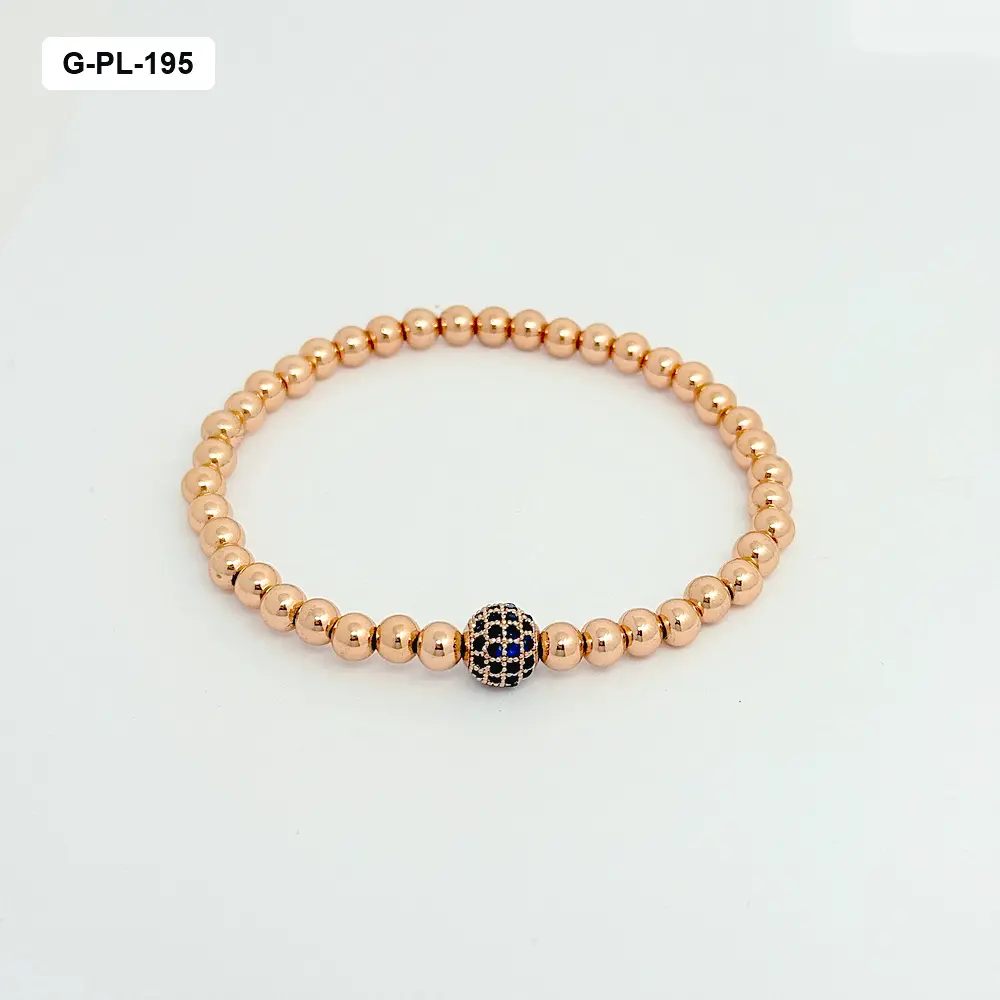 Pulsera en rodinado gold rose balin n6 bola microcirconia